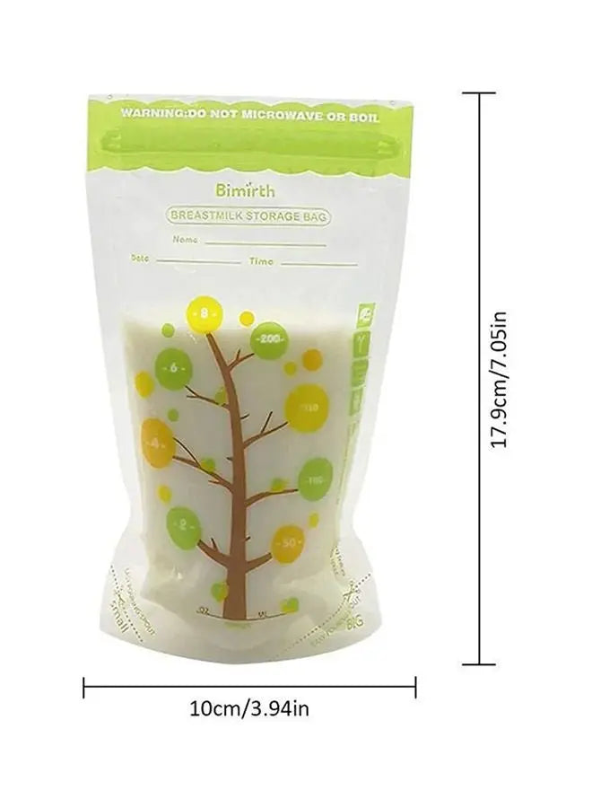 112 Piece Baby Self-standing Bottom Design Breast Milk Storage Bags With Double Zipper, 250 ml - Breeze Arabia