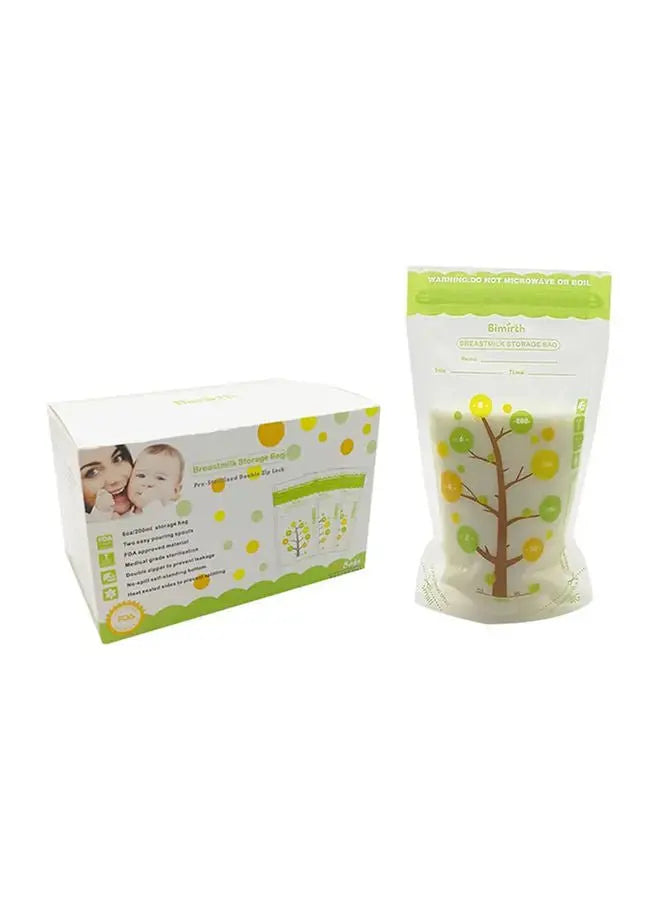 112 Piece Baby Self-standing Bottom Design Breast Milk Storage Bags With Double Zipper, 250 ml - Breeze Arabia