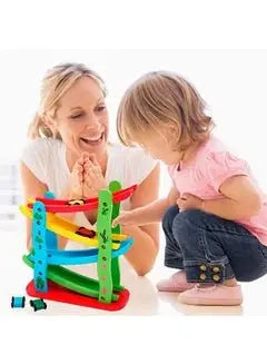 4 Layers Children Wooden Sliding Motor Racing Track Toy Car Game Ramp Racers With Cars - Breez Shop