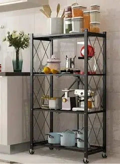 4-Tire Scratch-Resistant Storage Rack Black - Breeze Arabia