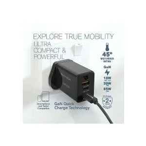 Baykron Wall Charger GAN 65 UK Plug With 3 USB Ports - Breeze Arabia