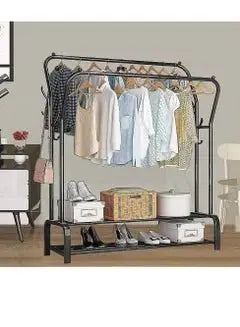 Clothes Organizer And Metal Stand Black 143x96x42cm - Breeze Arabia