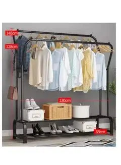 Clothes Organizer And Metal Stand Black 143x96x42cm - Breeze Arabia