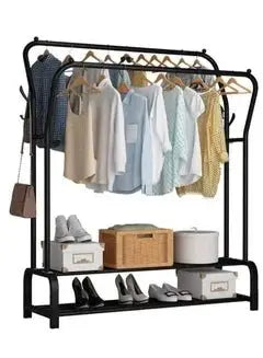 Clothes Organizer And Metal Stand Black 143x96x42cm - Breeze Arabia