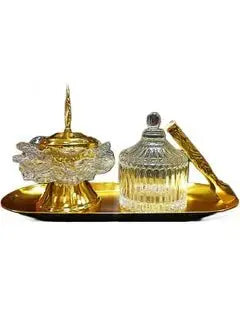 Luxury Crystal Incense Burner with Tray and Tong - Breeze Arabia