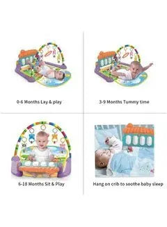 Musical Piano Play Indoor Mat Center With Melodies Rattle For Kids Multicolour - Breeze Arabia