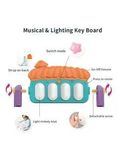 Musical Piano Play Indoor Mat Center With Melodies Rattle For Kids Multicolour - Breeze Arabia