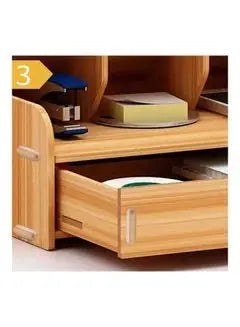 Wooden Pen Holder Storage Box Brown - Breeze Arabia