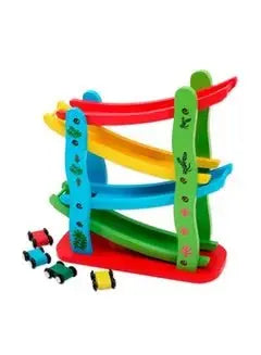 4 Layers Children Wooden Sliding Motor Racing Track Toy Car Game Ramp Racers With Cars - Breez Shop