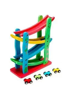 4 Layers Children Wooden Sliding Motor Racing Track Toy Car Game Ramp Racers With Cars - Breez Shop