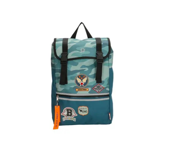 Beagles Dinosaur Flap Bag Olive--Beagles Airforce Flap Blue Camouflage Backpack - Breeze Arabia