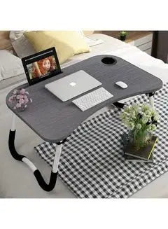 Foldable Laptop Table With Cup Holder Multicolour Multicolour 60 x 41cm - Breeze Arabia