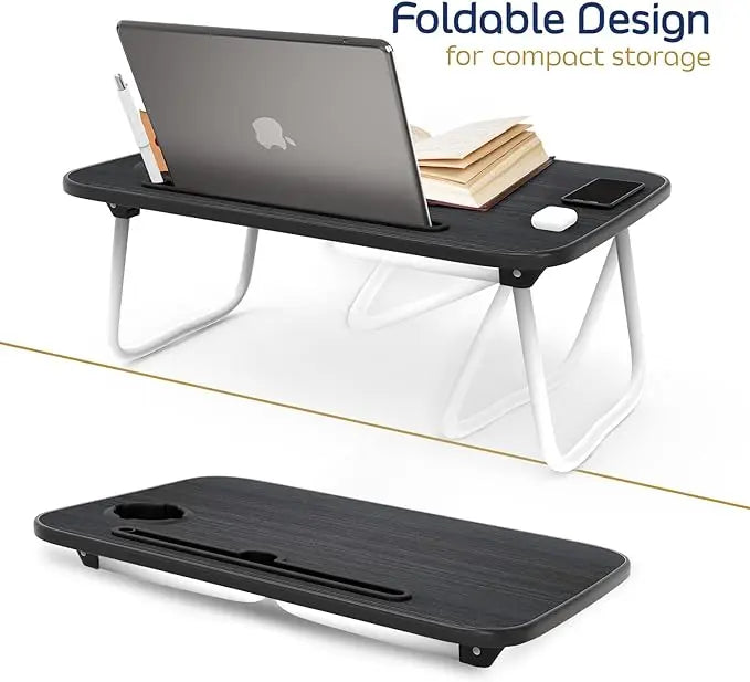 Foldable Laptop Table With Cup Holder Multicolour Multicolour 60 x 41cm - Breeze Arabia