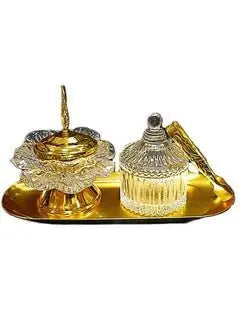 Luxury Crystal Incense Burner with Tray and Tong - Breeze Arabia