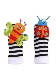 Top-Quality Material 4-Piece Infant Socks And Wrist Rattles Toy Set For Kids - Breeze Arabia
